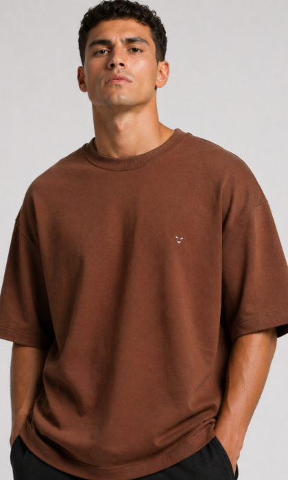 Camiseta Oversized BlackTiger Básica Marrom