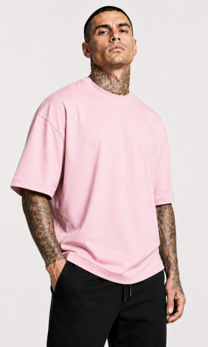 Camiseta Oversized Lisa Blacktiger Rosa Bebe